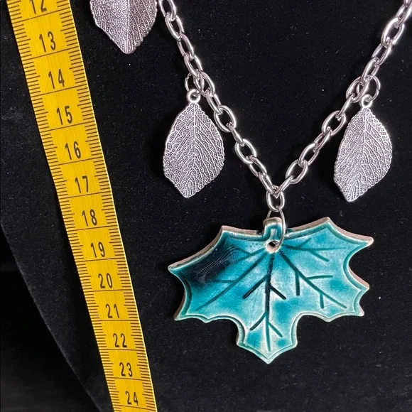 Clay Pendant Necklace & Earring Set OOAK Handmade - Picture 7 of 8